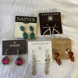 Bundle of 5 Pairs of‎ Earrings Chico’s Charter Club Ann Klein Talbots Napier New